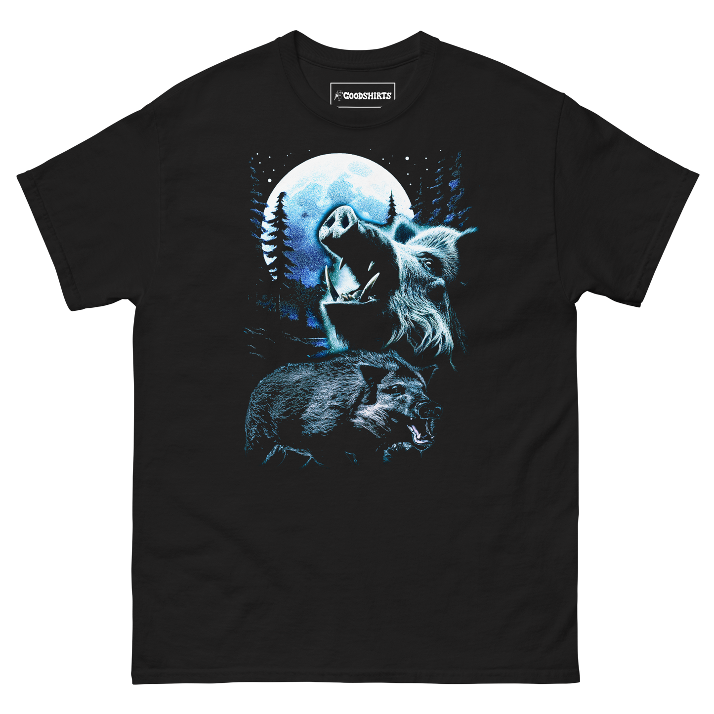 Wild Boar Howling At The Moon.Men's classic tee