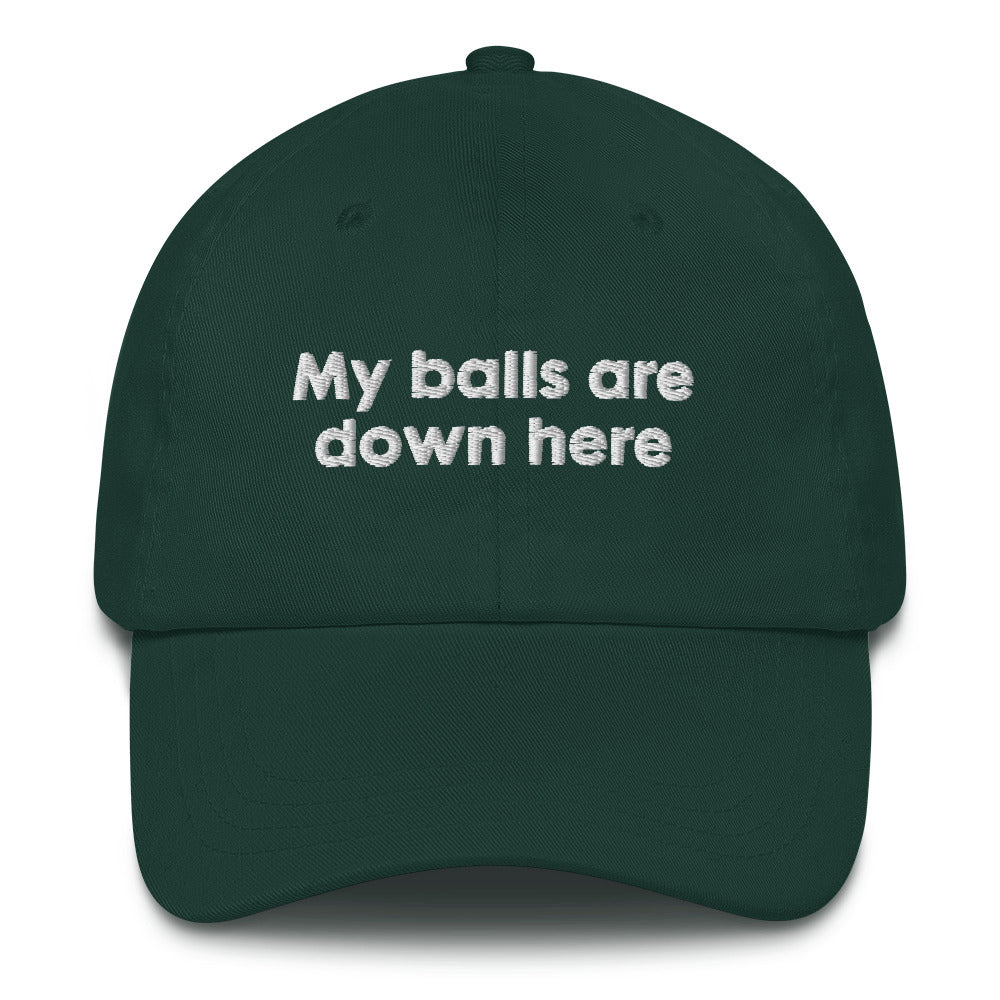 My Balls Are Down Here Dad Hat.